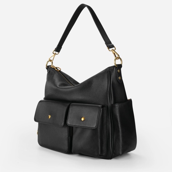 Minooy Chic Black Shoulder Bag with Gold Accents - Picture 1 of 14